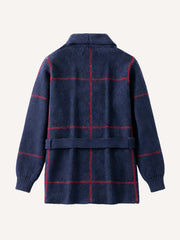 Thickened and extended lapel comfortable jacquard wool coat