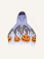 Pumpkin head skull washed sweatshirt