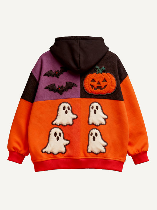 Halloween Ghost Pumpkin Zipper Cardigan Sweatshirt