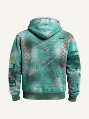 High-end washed distressed print trendy sweatshirt
