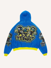 Big eye washed high-end two-color printed sweatshirt