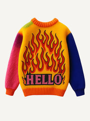 Colorful sweater textured crew neck Halloween sweatshirt