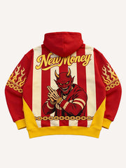 The devili is luck is on me wearing a warm sweater