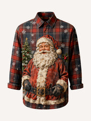 3D Printed High-End Christmas Collar Plaid Shirt