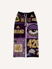 Fashionable Christmas and four-season pants with multi-pattern patchwork prints