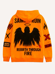 New printed crew neck hooded sweatshirt that looks like a devil but is actually an angel