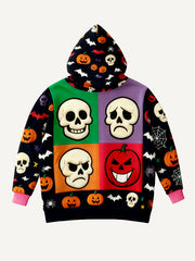 Halloween Cute Skull Pumpkin Zipper Cardigan Sweatshirt