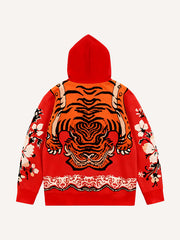 Artistic illustration jacquard print sweatshirt for all seasons