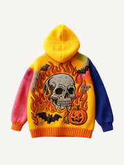 Tie-Dye Flame Skull Hoodie