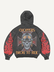 Hellfire Death Biker Print Sweatshirt