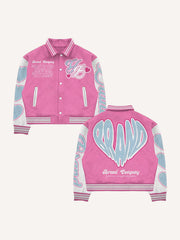 Pink patchwork personalized rap baseball jacket