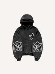 Skull&Graphic Print Slant Pockets Hoodie