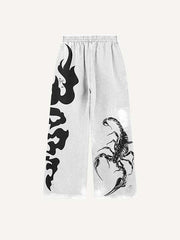 Scorpion&Graphic Print Elastic Waist Pants