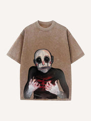 Artist abstract art hand-painted pure cotton washed short-sleeves