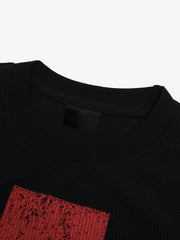 Street Cross Lettering Print Long-Sleeved T-Shirt