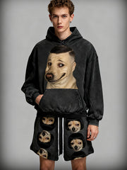 Funny and cute dog head sweatshirt with small side part