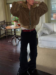 Camouflage Fur Collar Reversible Cotton Jacket