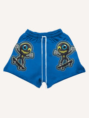 Big eye washed high-end two-color printed shorts