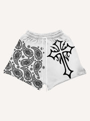 Cashew Flower High-End Retro Washed Shorts