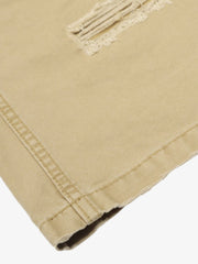 Cotton Hole Patch Pleated Multi-Pocket Cargo Casual Pants