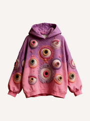 Alien Big-Eyed Monster Spooky Gradient Print Sweatshirt