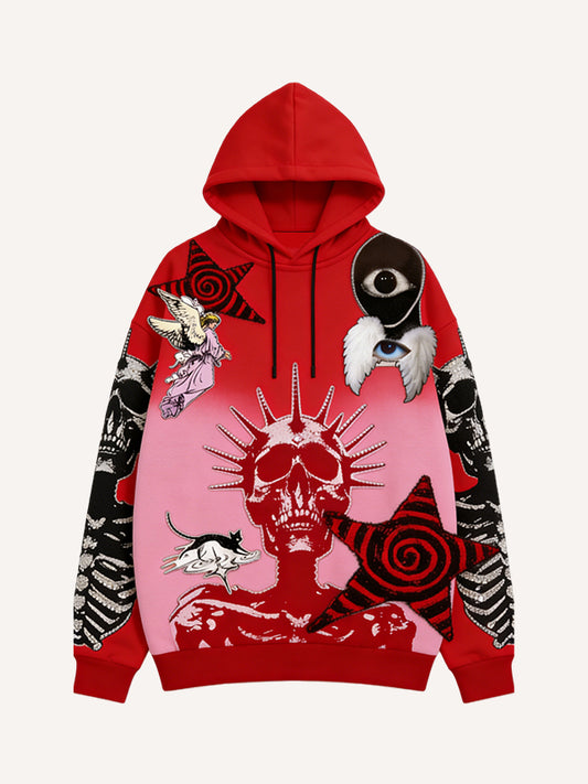 Gothic style death is not the end rock y2k printed sweatshirt