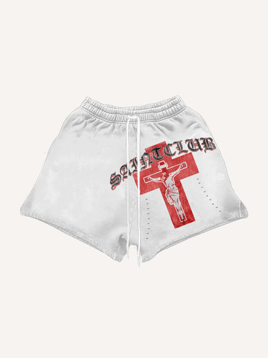 Holy Cross Classic Distressed Jesus Bless Me Shorts