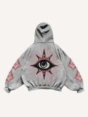 Eye Star Letter Print Slant Pockets Hoodie