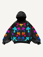 Gradient Shiny Crew Neck Knitted Print Sweatshirt