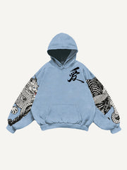 Embroidered white dragon ethnic style sweatshirt