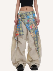 Hip-hop distressed patchwork street trousers