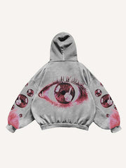Eye Print Slant Pockets Hoodie