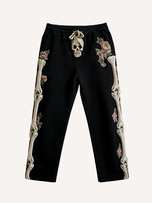 Knitted Heart Skeleton Printed Pants
