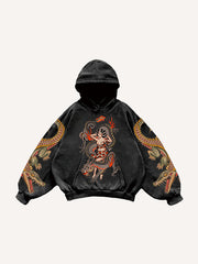 Japanese style retro two-headed snake women's sweatshirt