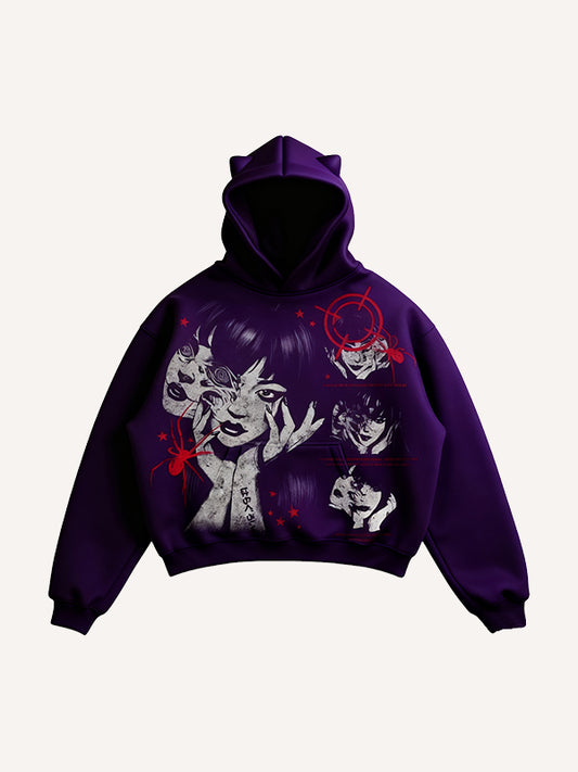 Horror Girl Hand-Painted Print Fashion Hoodie