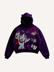 Horror Girl Hand-Painted Print Fashion Hoodie