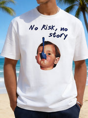 "No Risk, no story" Funny Baby Meme Graphic T-Shirt