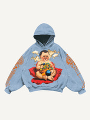Hand-painted Fuwa hoodie attracting wealth and fortune