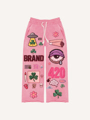 Fashionable Christmas and four-season pants with multi-pattern patchwork prints