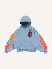 Flame Devil Tattoo Style Print Sweatshirt