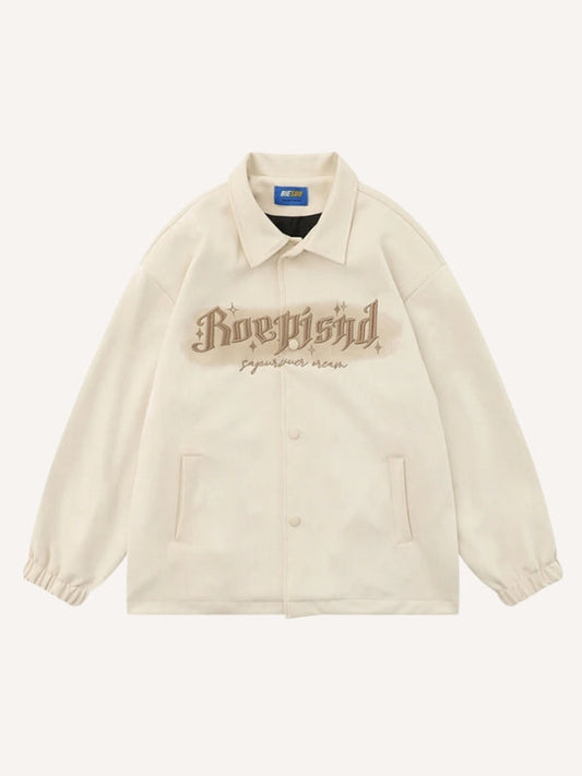 Letter Embroidery Lapel Jacket
