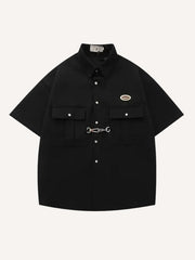 Solid Color College Style Shirt