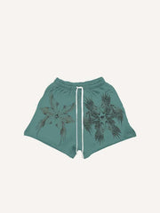 Wing&Eye&Graphic Print Drawstring Waist Shorts