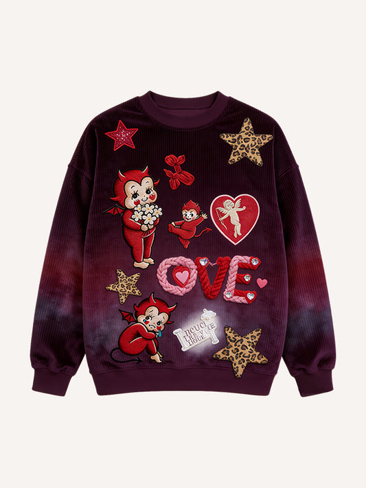 Valentine is Day Limited Edition Corduroy Print Warm Sweatshirt