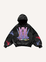 Sexy girl print distressed street style sweatshirt