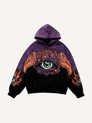Colorblock All-Seeing Eye and Free Eye Angel Guardian Embroidery Sweatshirt