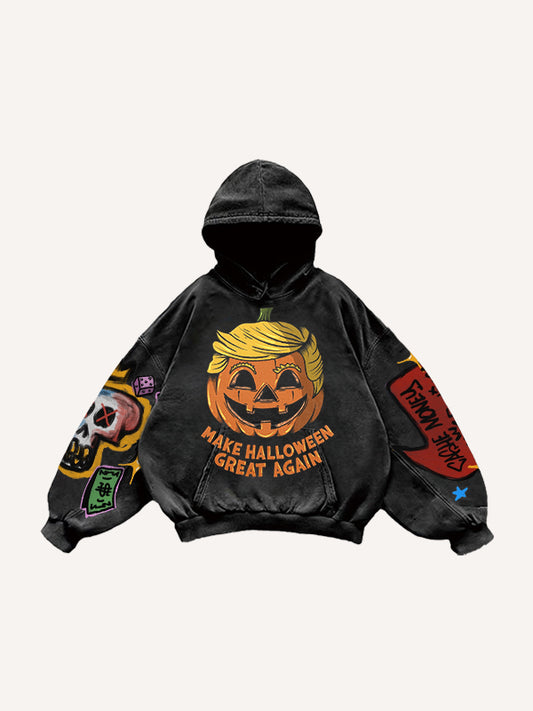 Halloween pumpkin head funny print fashion sweatshirt