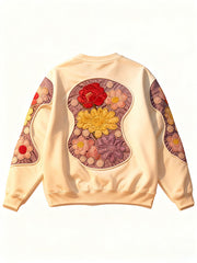 Patchwork Printed Trendy Crew Neck Sweatshirt