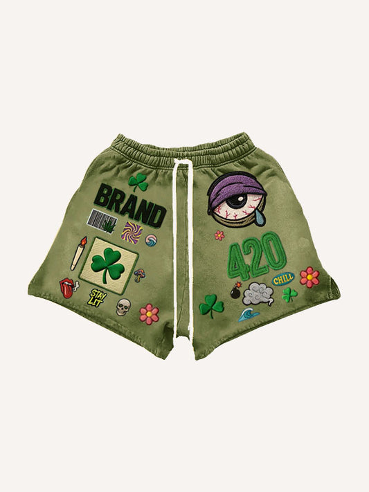 Fashionable Christmas and four-season shorts with multi-pattern patchwork prints