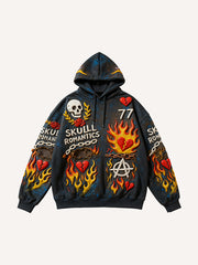 Trendy multi-color hooded sweatshirt with foam print effect